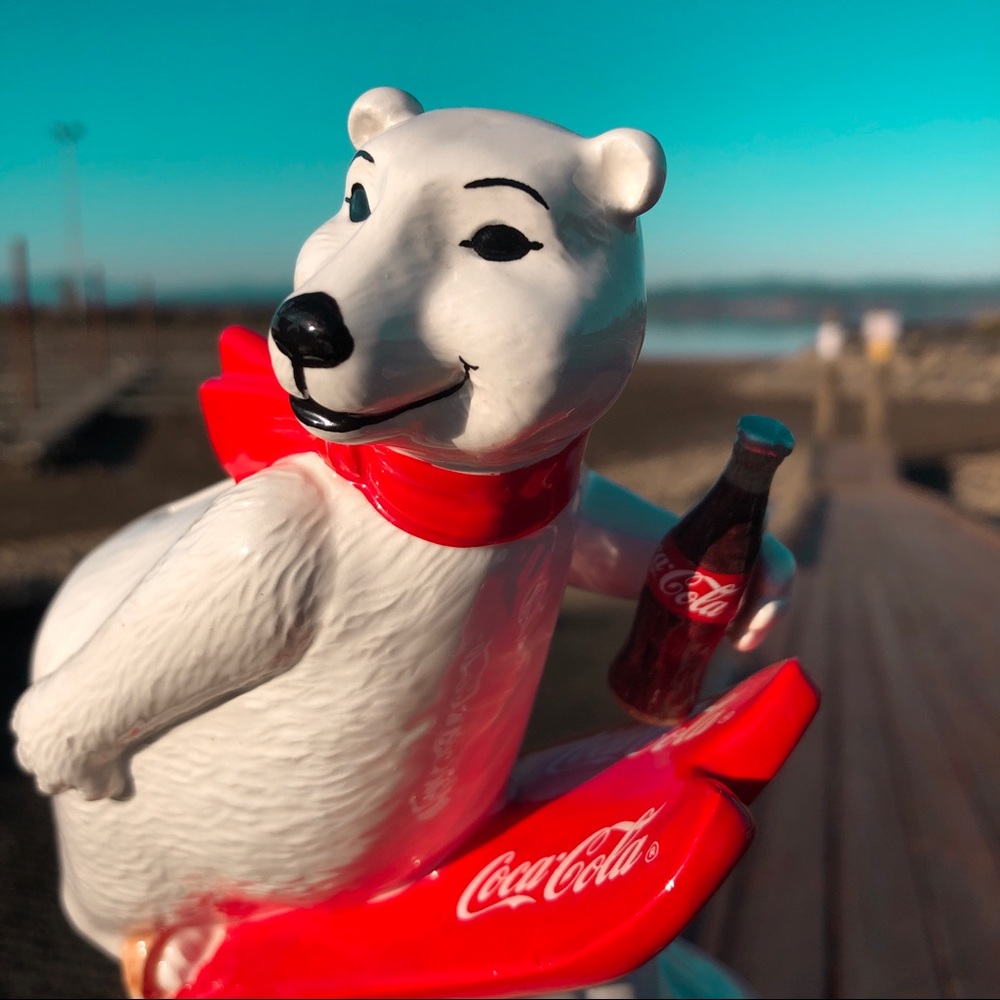 💥1995 Antique Coca-Cola Polar Bear Coin Bank💥